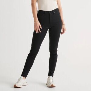DUER Black Jeans, performance denim high rise